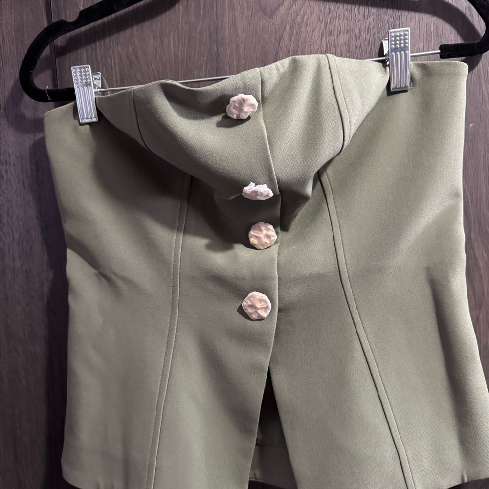 Express Olive Green Strapless Top
